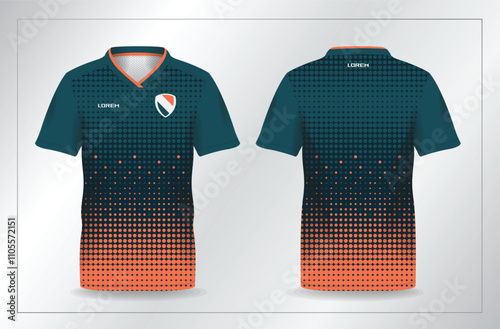 blue sage and orange sport jersey for football and soccer shirt template