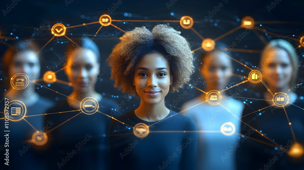 Fototapeta premium Global Network: Connecting Diverse Teams Globally Through Technology