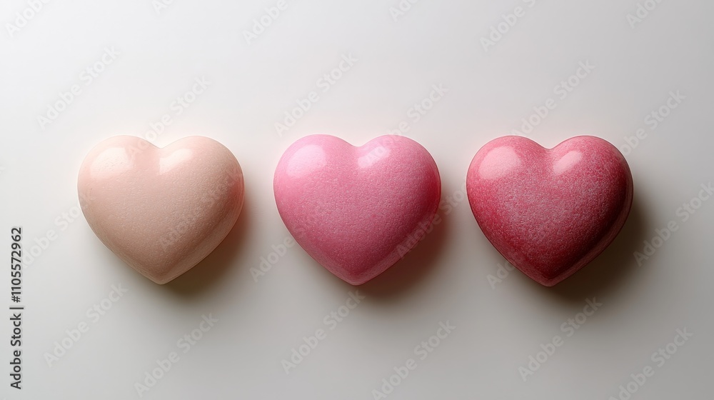 Fototapeta premium Minimalist Pink Hearts Illustration on White
