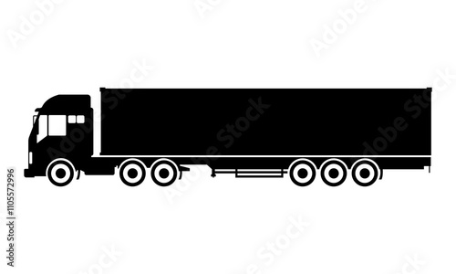 Container trucks, various kinds and sizes in vector silhouette image, eps