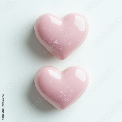 Minimalist Pink Hearts Illustration on White