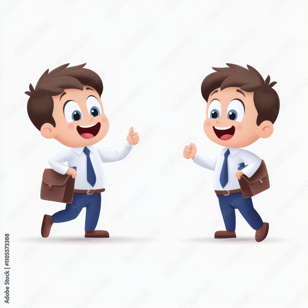 Cheerful Cartoon Character Businessman Engaging in Fun Activity Cheerful Cartoon Character Businessman Engaging in Fun Activity