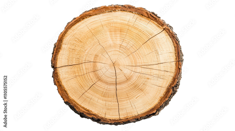 Round tree stump with visible growth rings isolated on white Round tree stump with visible growth rings isolated on white