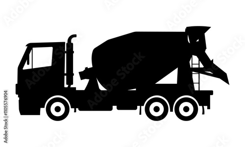 Cement mixer truck. Cargo truck concrete mixer. Vector illustration. Eps 10.
