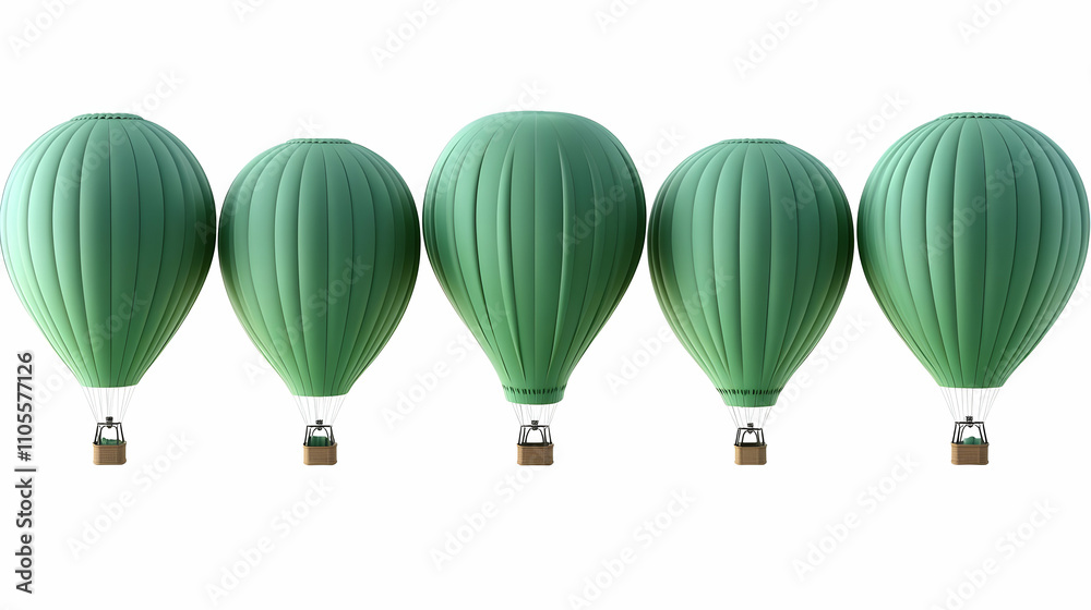 Green Hot Air Balloons Soaring High in the Sky Green Hot Air Balloons Soaring High in the Sky
