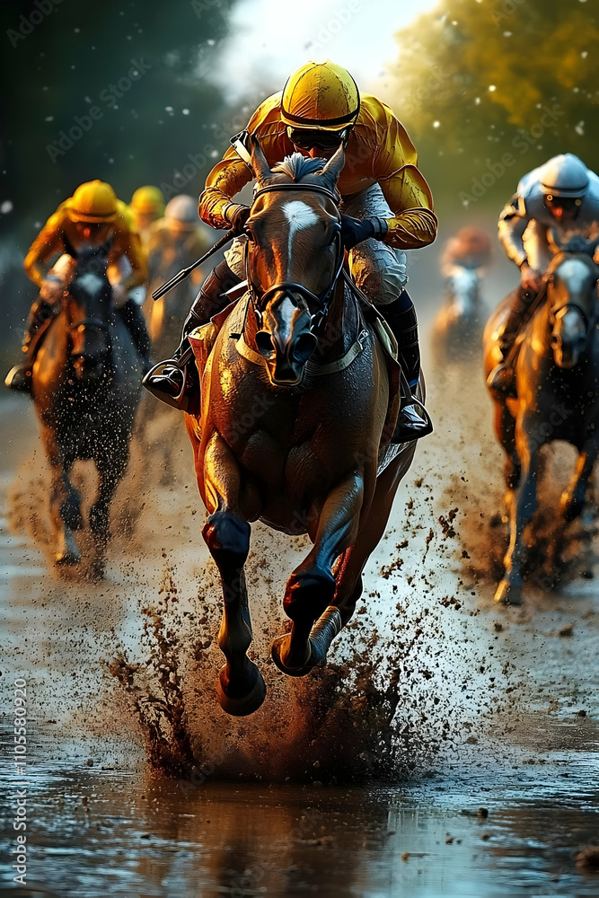 Muddy Horse Race Illustration Muddy Horse Race Illustration