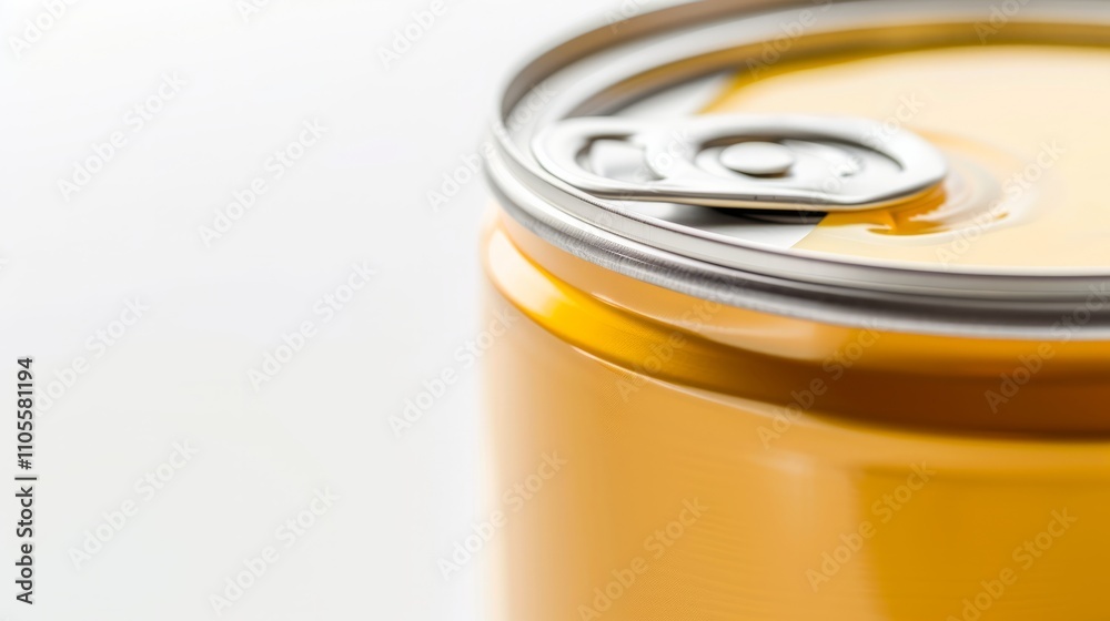 A close-up of a single, unopened canned food item with a label indicating a recall notice, placed on a clean, white background with copy space for text. The can is slightly tilted, emphasizing the lab A close-up of a single, unopened canned food item with a label indicating a recall notice, placed on a clean, white background with copy space for text. The can is slightly tilted, emphasizing the lab