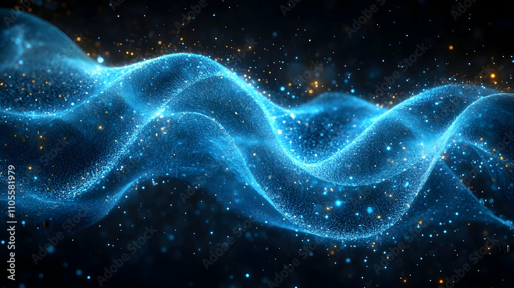 Blue Particle Waves Flowing Dynamically Across Screen, Abstract 4K Background Blue Particle Waves Flowing Dynamically Across Screen, Abstract 4K Background