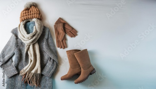 Winter Fashion – scarves, gloves, coats, boots, and trendy winter outfits  photo