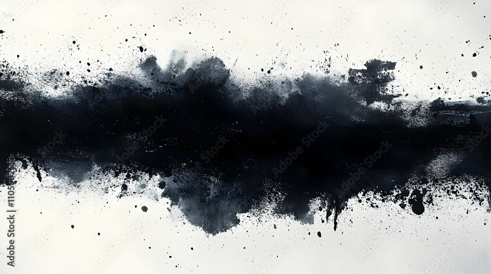 Abstract Black Ink Wash Painting: Texture & Splashes Abstract Black Ink Wash Painting: Texture & Splashes