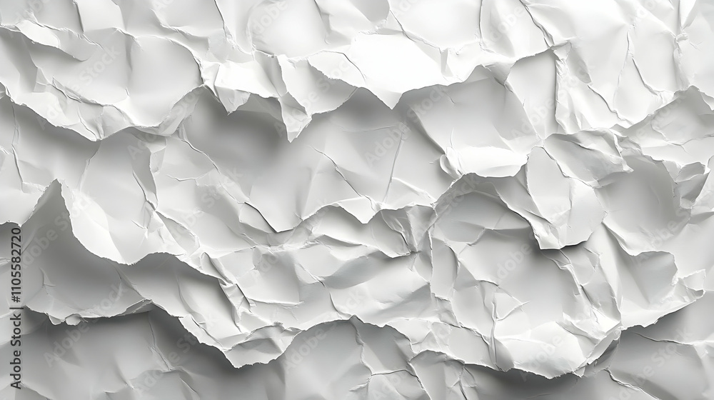 Crumpled Paper Texture: Abstract White Background, Design Element Crumpled Paper Texture: Abstract White Background, Design Element