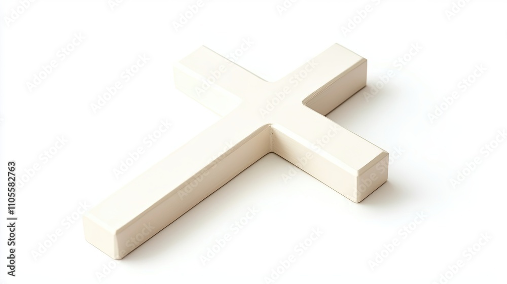 Serene cross symbolizing peace and faith, on white background Serene cross symbolizing peace and faith, on white background
