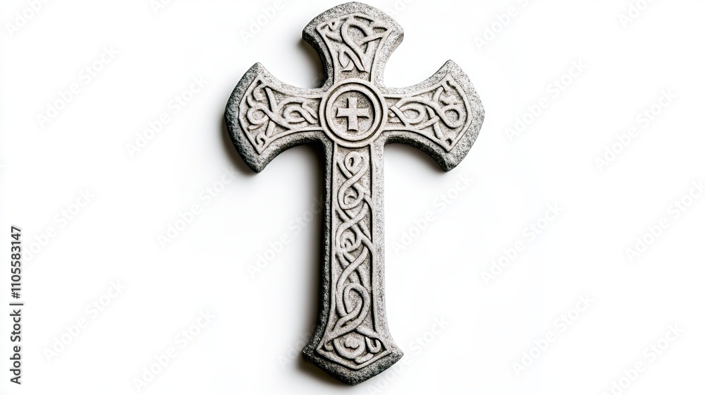 Serene cross symbolizing peace and faith, on white background Serene cross symbolizing peace and faith, on white background