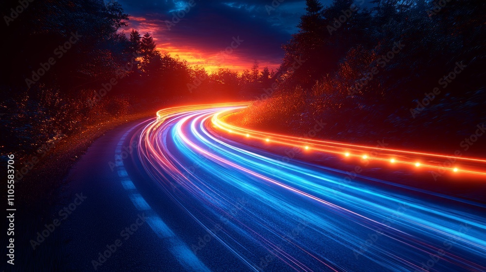 Abstract light lines of speed movement, blue colors. Abstract light lines of speed movement, blue colors.