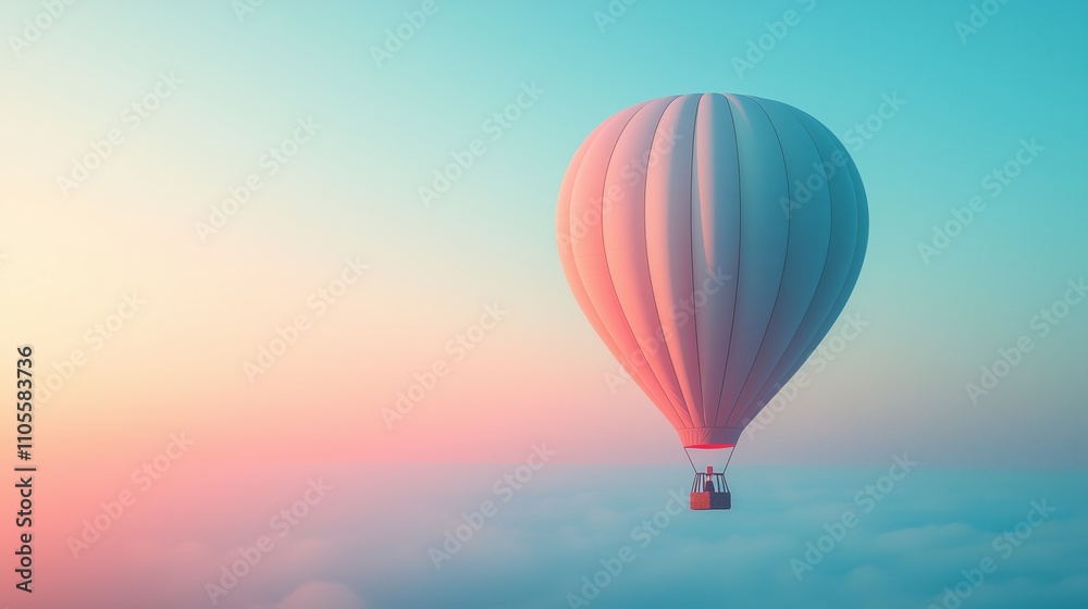 Fototapeta premium Serenity in Sky with Hot Air Balloon