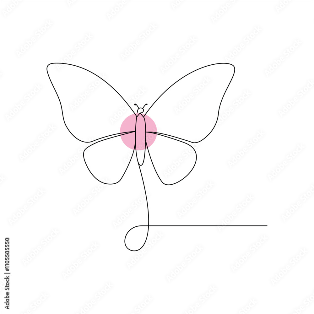 Fototapeta premium Continuous single line of butterfly icon outline vector art illustration isolated design