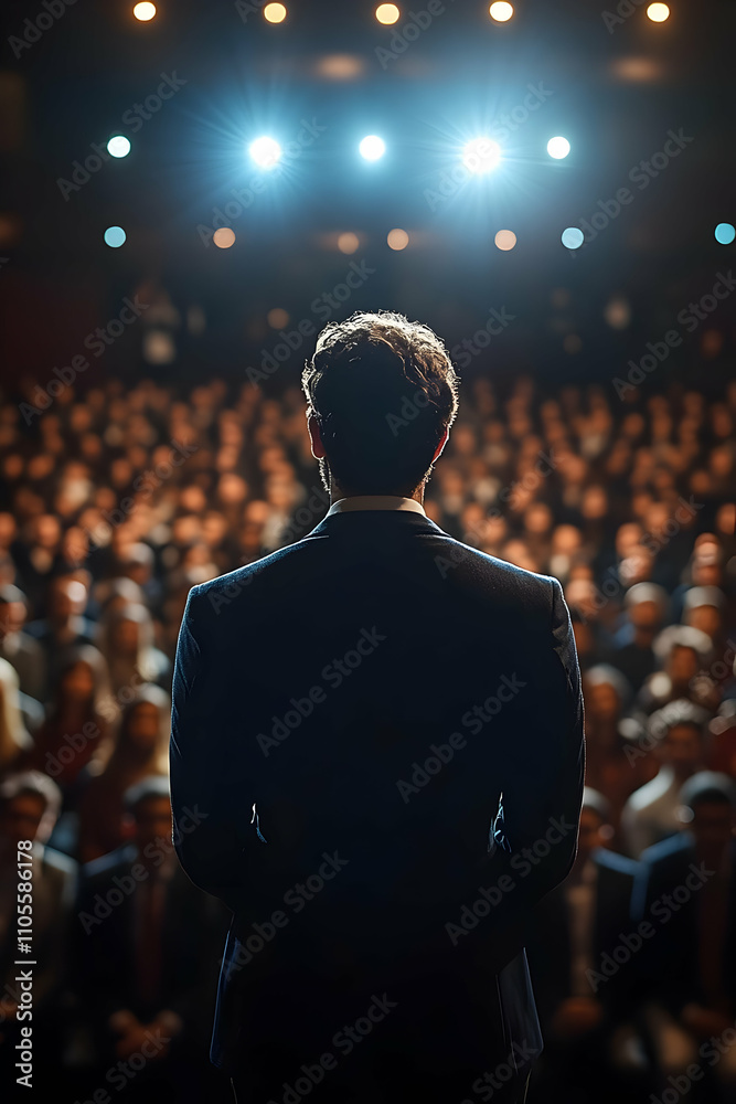 Speaker at Conference, Back View Illustration Speaker at Conference, Back View Illustration