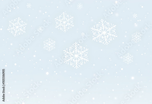 Christmas snow. Falling snowflakes on dark blue background.