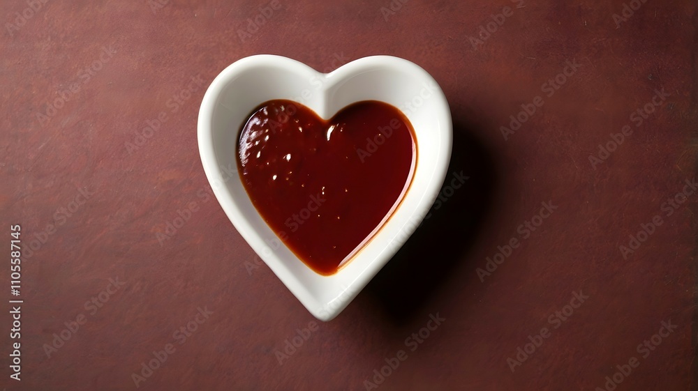 Juicy red heart shape tomato sauce bowl & rose, Happy valentines day love ketchup condiment. Romantic valentine bonding connection special food Juicy red heart shape tomato sauce bowl & rose, Happy valentines day love ketchup condiment. Romantic valentine bonding connection special food