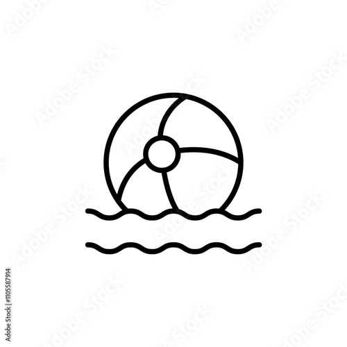 Beach ball outline icons, minimalist vector illustration ,simple transparent graphic element .Isolated on white background