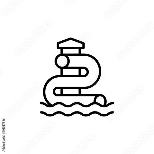 Waterslide outline icons, minimalist vector illustration ,simple transparent graphic element .Isolated on white background