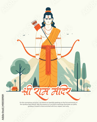 Ayodhya Ram Mandir Jay Shree Ram with lord rama Social media Post Template Banner