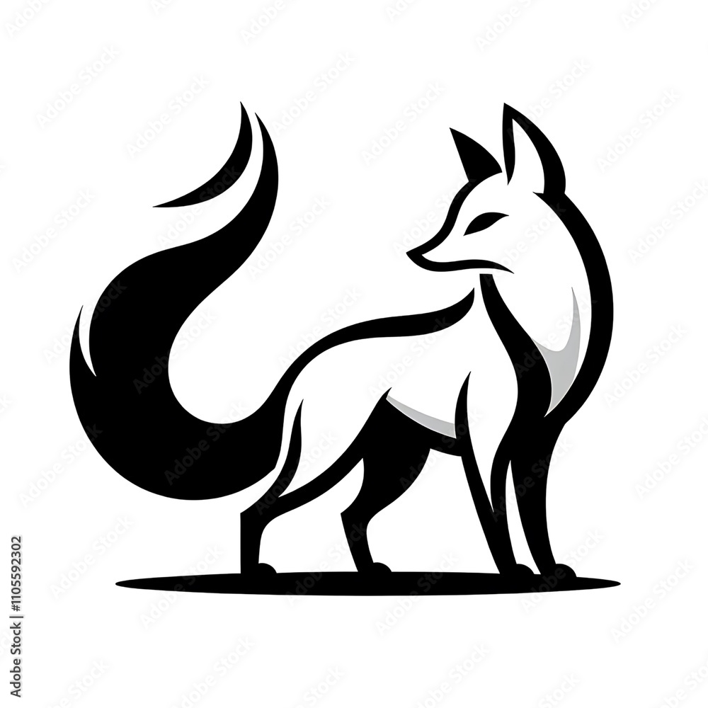 Fototapeta premium illustration of a fox, isolated on transferred background, cut out
