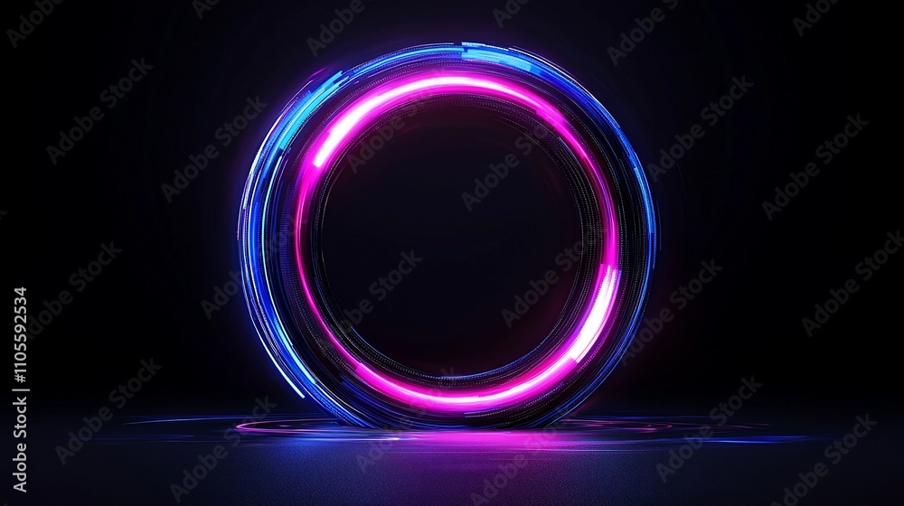 Abstract neon ring glowing in the dark. Abstract neon ring glowing in the dark.