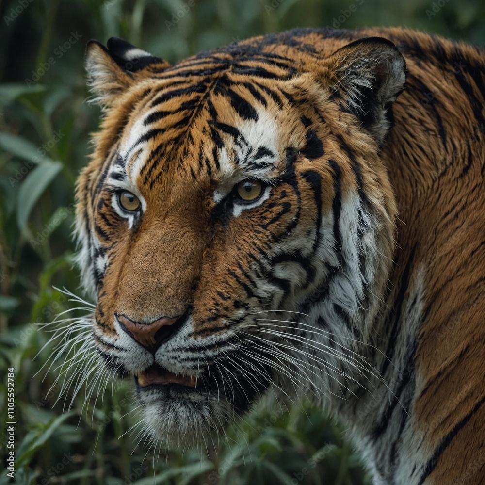 Fototapeta premium Describe the habitat and behavior of a tiger in the wild.