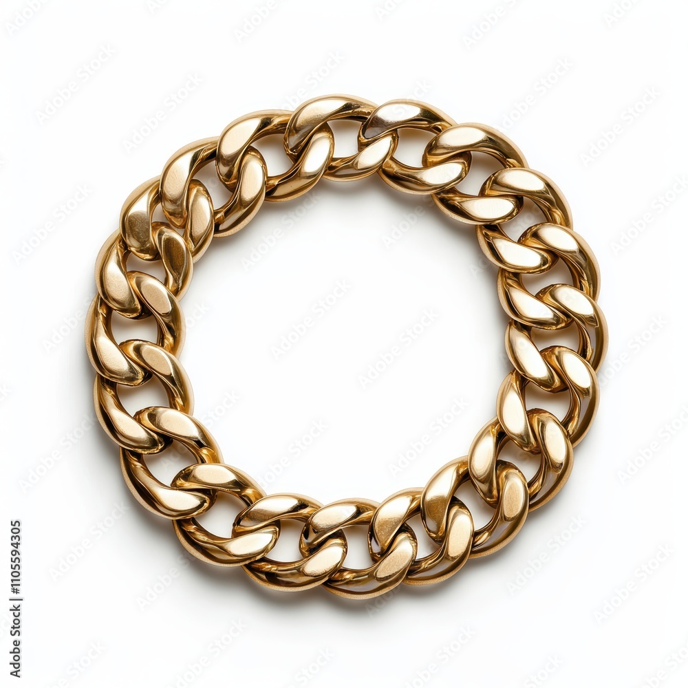 Obraz premium Elegant Golden Chain Necklace on a White Background