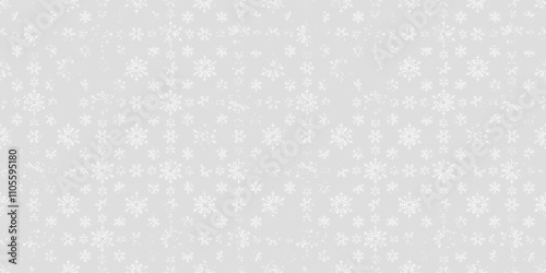 Snowflakes seamless pattern, winter vector background, light gray