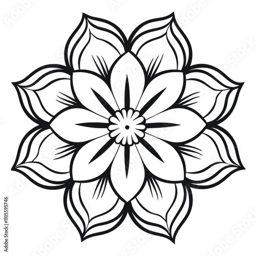 mandala coloring book for adults and kids. Simple shape mandala flowers, abstract floral elements.