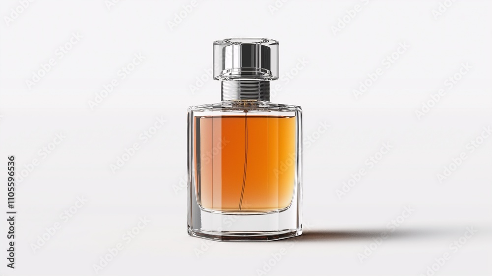 Elegant Transparent Glass Bottle of Perfume with Rich Amber Liquid - Ideal Mockup for Fragrance Promotion and Advertising Showcase Elegant Transparent Glass Bottle of Perfume with Rich Amber Liquid - Ideal Mockup for Fragrance Promotion and Advertising Showcase
