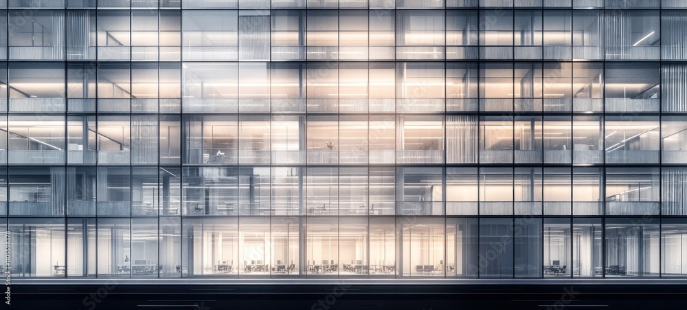 Night View of a Modern Glass Office Building