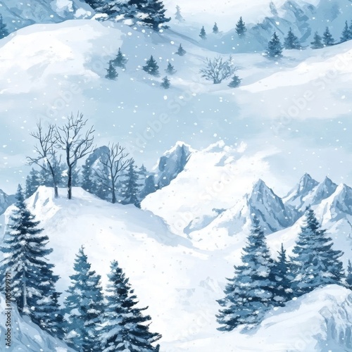 Winter Mountain Landscape Painting