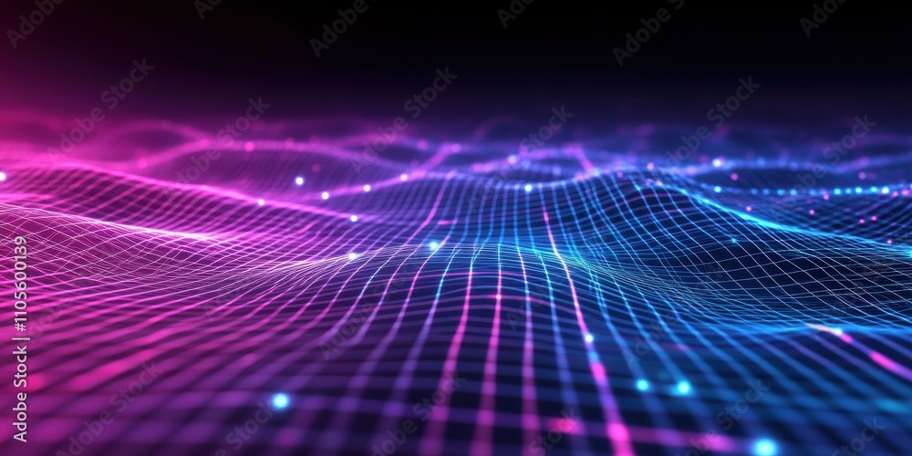 A digital-inspired dream where faint pixelated waves A digital-inspired dream where faint pixelated waves