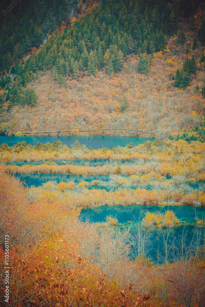 Naklejka premium jiuzhaigou scenery zone