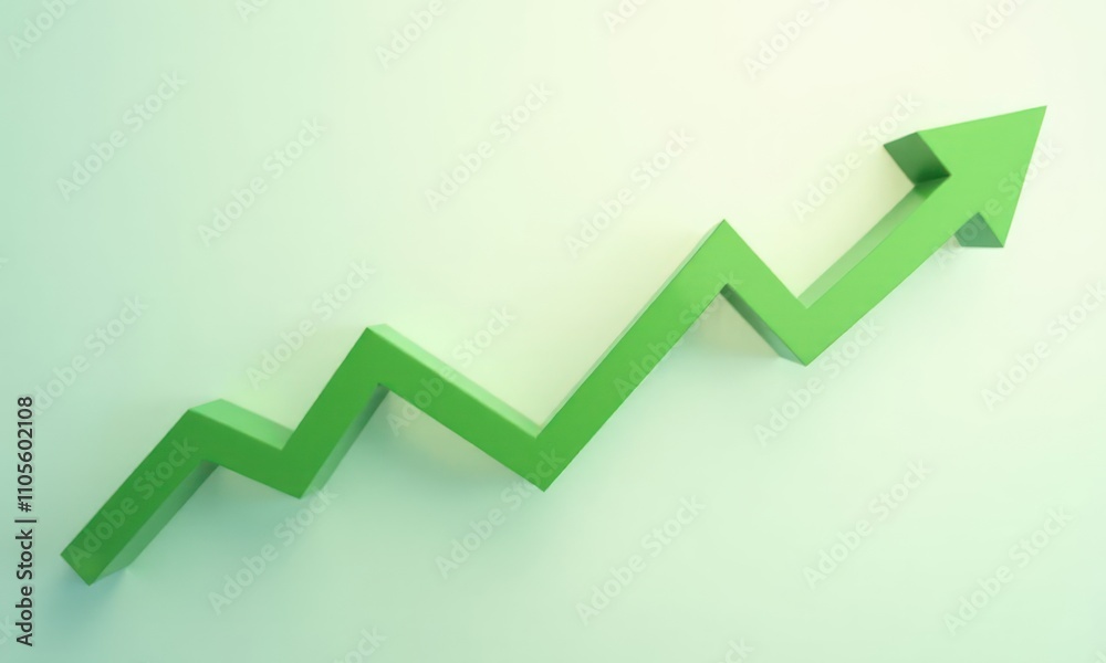 Green arrow pointing upwards. Arrow has the shape of triangle Green arrow pointing upwards. Arrow has the shape of triangle