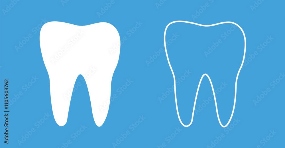 Clean single tooth with root line and solid icon. Clean single tooth with root line and solid icon.