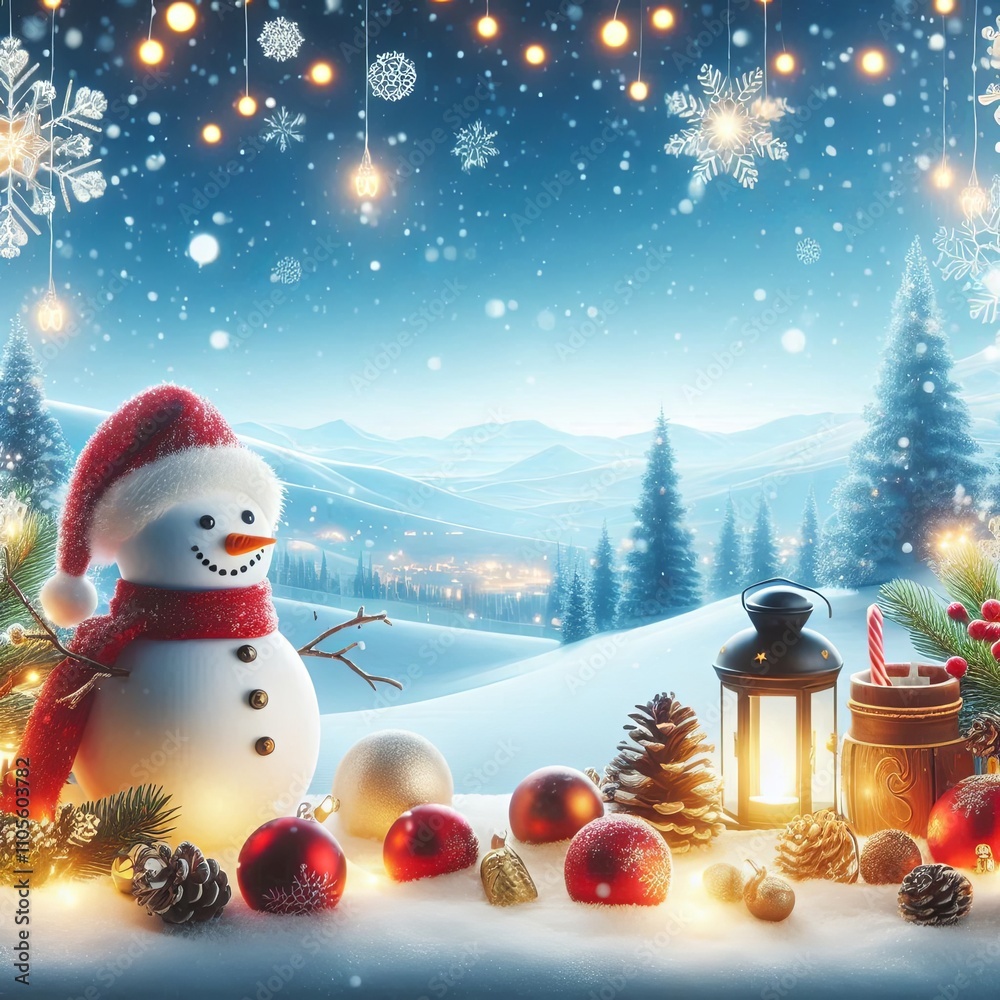 Obraz premium christmas card with snowman