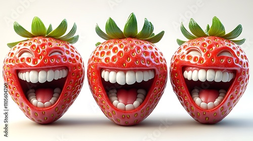A clip art of a cartoon-style strawberry with a happy face on a white background