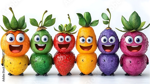 A clip art of a cartoon-style strawberry with a happy face on a white background