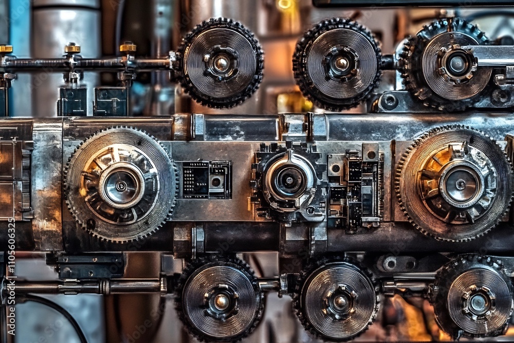 Close up Photo of Intricate Industrial Machinery and Metallic Gears Close up Photo of Intricate Industrial Machinery and Metallic Gears