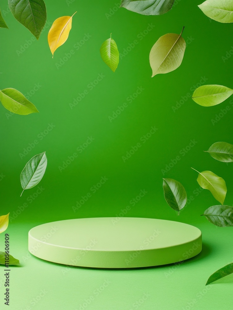 podium with tropical leaves product presentation podium with tropical leaves product presentation