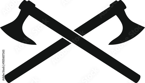 Axe silhouette. Crossed axes sign. axe flat icon vector illustration