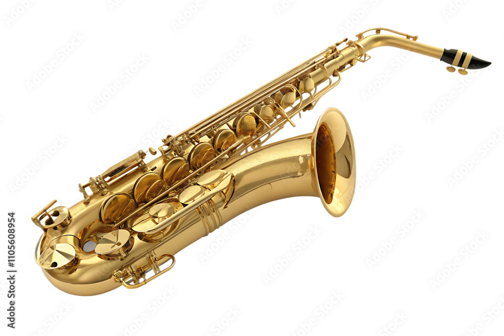 Fototapeta premium Golden saxophone isolated on white background.AI GENERATED