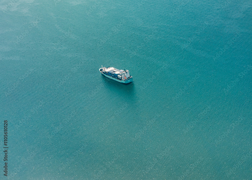 Thessaloniki, Greece: aerial view of a cargo boat Thessaloniki, Greece: aerial view of a cargo boat