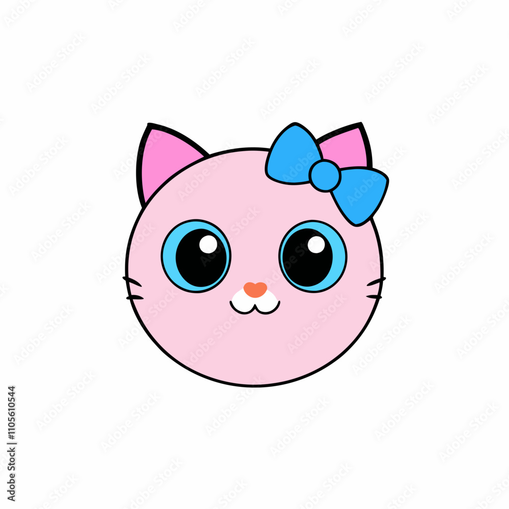 Cute Cat Face Sticker Vector Art - Adorable Vector Illustration & Logo Icon Cute Cat Face Sticker Vector Art - Adorable Vector Illustration & Logo Icon