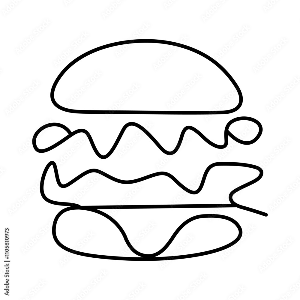 Single line art of cheeseburger vector art illustration Single line art of cheeseburger vector art illustration