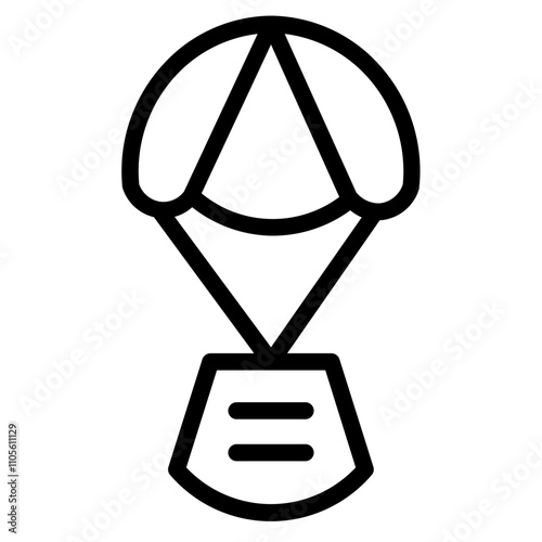 Lander Parachute Space Line Icon
